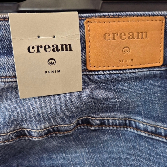 Cream Ankle Jeans With Zipper Accents Size 32 - Picture 5 of 9